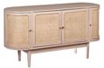 Vance Curved Natural Rattan and Mango Wood 140cm Medium Sideboard