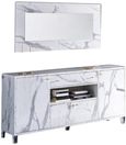 Vittoria White Italian 190cm Extra Large 4 Door Sideboard with Mirror