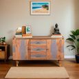 William Acacia Ribbed with Gold Trim 140cm Medium Sideboard
