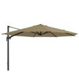 Outdoor Cantilever Parasol - 350cm - Round - Aluminium - with Plastic Fillable Base - Taupe