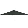 Outdoor Parasol - 300cm - Round - Eucalyptus Wood - with Granite Base - Charcoal