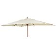 Outdoor Parasol - 300cm x 200cm - Eucalyptus Wood - with Granite Base - Ecru