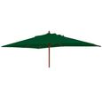 Outdoor Parasol - 300cm x 200cm - Eucalyptus Wood - with Granite Base - Green