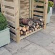 Heavy Duty Slatted Garden Log Store - 6x4 - Redwood