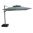 Apollo LED Outdoor Cantilever Parasol - 3cm x 3cm - Square - with Base - Oil Green
