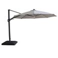 Aramis LED Outdoor Cantilever Parasol - 3.5cm - Round - with Base - White Pepper Beige