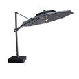 Apollo LED Outdoor Cantilever Parasol - 3cm - Round - with Base - Charcoal Grey