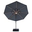 Apollo LED Outdoor Cantilever Parasol - 3cm - Round - with Base - Charcoal Grey