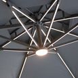 Apollo LED Outdoor Cantilever Parasol - 3cm - Round - with Base - Charcoal Grey
