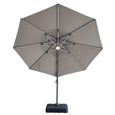 Apollo LED Outdoor Cantilever Parasol - 3cm - Round - with Base - Clay Beige
