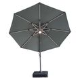 Apollo LED Outdoor Cantilever Parasol - 3cm - Round - with Base - Oil Green