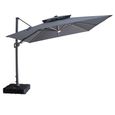 Apollo LED Outdoor Cantilever Parasol - 3cm x 3cm - Square - with Base - Charcoal Grey