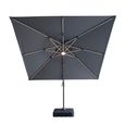 Apollo LED Outdoor Cantilever Parasol - 3cm x 3cm - Square - with Base - Charcoal Grey