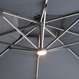 Apollo LED Outdoor Cantilever Parasol - 3cm x 3cm - Square - with Base - Charcoal Grey