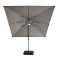 Apollo LED Outdoor Cantilever Parasol - 3cm x 3cm - Square - with Base - Clay Beige