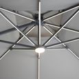 Apollo LED Outdoor Cantilever Parasol - 3cm x 3cm - Square - with Base - Clay Beige