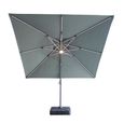 Apollo LED Outdoor Cantilever Parasol - 3cm x 3cm - Square - with Base - Oil Green