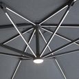 Aramis LED Outdoor Cantilever Parasol - 3.5cm - Round - with Base - Charcoal Grey