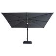 Aramis LED Outdoor Cantilever Parasol - 3cm x 4cm - with Base - Charcoal Grey