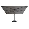Aramis LED Outdoor Cantilever Parasol - 3cm x 4cm - with Base - White Pepper Beige