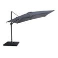 Helios Outdoor Cantilever Parasol - 3cm x 3cm - Square - with Base - Charcoal Grey