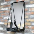Garden Mirror - Black Metal - with Shelf