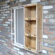 Mirror - Wood and White Metal - with Shelves