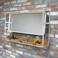 Mirror - Wood and White Metal - Wide - with Shelves