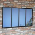 Wall Mirror - Industrial - Black Metal - Wide - Large - 4 Panel