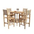 Roma Sunray Garden Round High Bar Set - 4 Seater - Rope Bar Stools