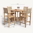 Roma Sunray Garden Round High Bar Set - 4 Seater - Rope Bar Stools