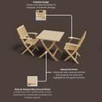 London Garden Folding Bistro Set - 2 Seater - 70cm - Square - Acacia Wood - 2 Folding Armchairs