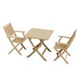 London Garden Folding Bistro Set - 2 Seater - 70cm - Square - Acacia Wood - 2 Folding Armchairs