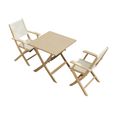 London Garden Folding Bistro Set - 2 Seater - 70cm - Square - Acacia Wood - 2 Rope Folding Armchairs