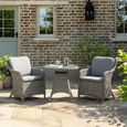 Paris Garden Bistro Set - 2 Seater - 75cm - Round - Grey - Rattan - 2 Imperial Chairs
