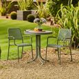 Bergen Garden Bistro Set - Round - Green Metal - 2 Stacking Armchairs