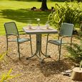 Bergen Garden Bistro Set - Square - Green Metal - 2 Stacking Armchairs