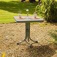 Bergen Garden Bistro Set - Square - Green Metal - 2 Stacking Armchairs