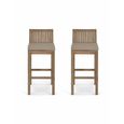 Porthallow Outdoor Bar Stool Set of 2 Natural Acacia Wood