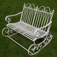 Garden Bench - Antique Cream Metal - Rocking