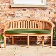 Crummock Outdoor Teak 140cm Bench with Green Cushion