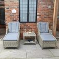 Wentworth Garden Gas Recliner Chair Set - Deluxe - Beige - Rattan