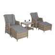 Wentworth Garden Gas Recliner Chair Set - Deluxe - Beige - Rattan
