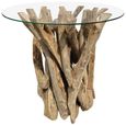 Driftwood Root & Glass Side Table - Round