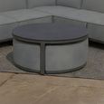 Ibiza Garden Round Coffee Table - with Footstool - Zinc Grey