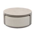 Ibiza Garden Round Coffee Table - with Footstool - Latte