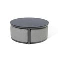Ibiza Garden Round Coffee Table - with Footstool - Zinc Grey