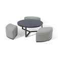 Ibiza Garden Round Coffee Table - with Footstool - Zinc Grey