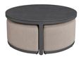 Garden Coffee Table - Round - Aluminium - Oatmeal - with Footstools