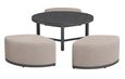 Garden Coffee Table - Round - Aluminium - Oatmeal - with Footstools